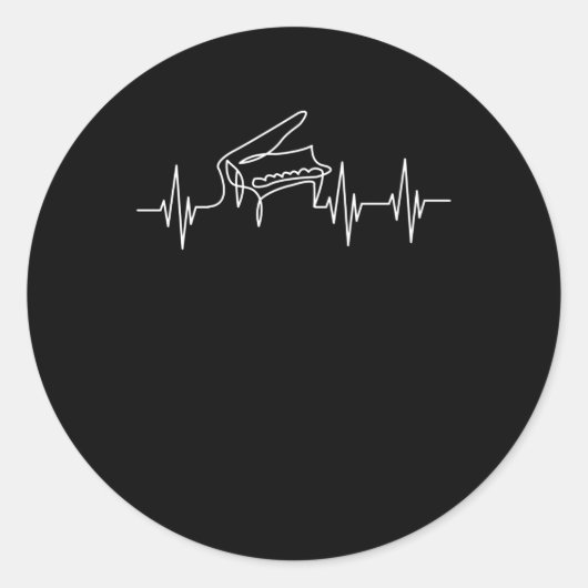 Heartbeat Pulse Piano Grand Piano Pianist Ronde Sticker (Voorkant)