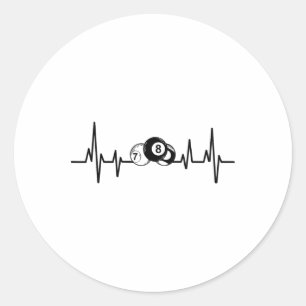 Heartbeat Rack Pool biljartspeler biljartkeu Ronde Sticker