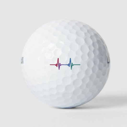 Heartbeat Rainbow Pride LGBTQ Ally Golfballen (Voorkant)