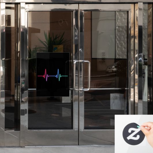 Heartbeat Rainbow Pride LGBTQ Ally Raamsticker (Kantoordeur)