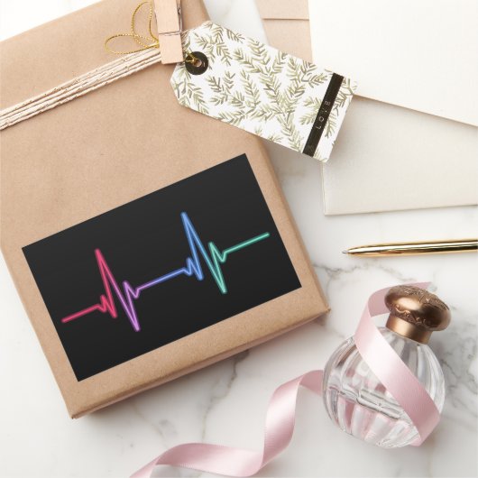Heartbeat Rainbow Pride LGBTQ Ally Rechthoekige Sticker (Geschenken)