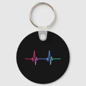Heartbeat Rainbow Pride LGBTQ Ally Sleutelhanger (Voorkant)