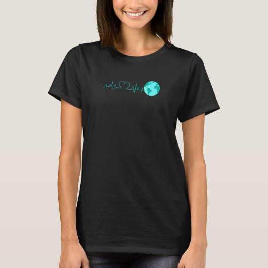 Heartbeat Recycling Climate Change Earth Day T-shirt (Voorkant)