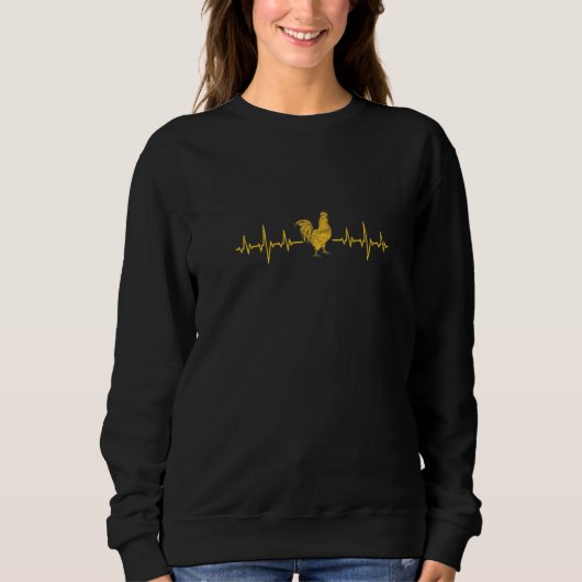 Heartbeat Rooster Chicken Hen Trui (Voorkant)