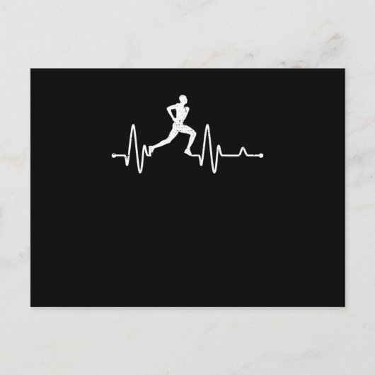 Heartbeat running pulse runner funny track and fie briefkaart (Voorkant)
