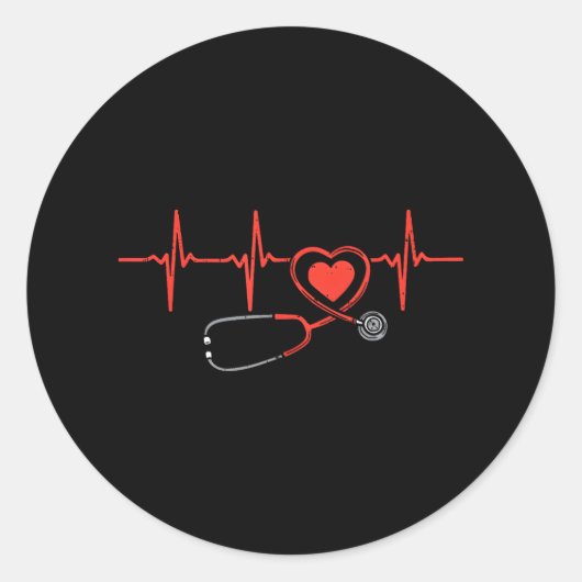 Heartbeat Scrub Valentijn Zuurzame Valentijnsdag R Ronde Sticker (Voorkant)