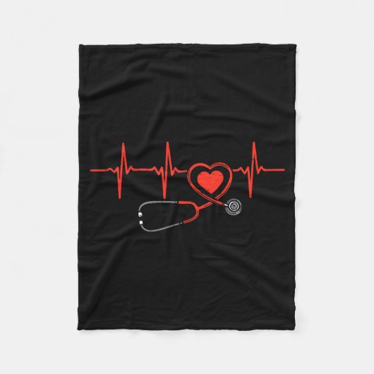 Heartbeat Scrub Valentine Nurse Valentines Day Rn  Fleece Deken (Voorkant)