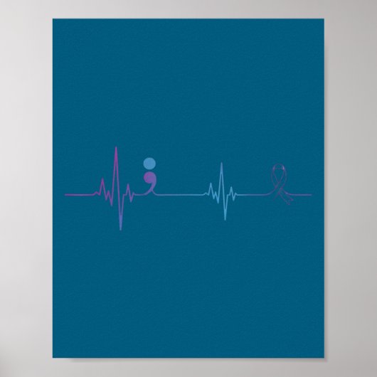 Heartbeat Semicolon Suicide Prevention Awareness Poster (Voorkant)