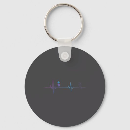 Heartbeat Semicolon Suicide Prevention Awareness Sleutelhanger (Voorkant)