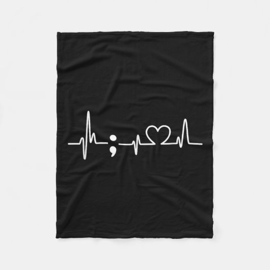 Heartbeat Semicolon - Zelfmoordpreventie Bewustzij Fleece Deken (Voorkant)