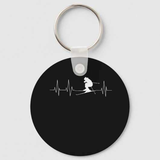 HeartBeat Skiing Gift for Skiers Sleutelhanger (Voorkant)