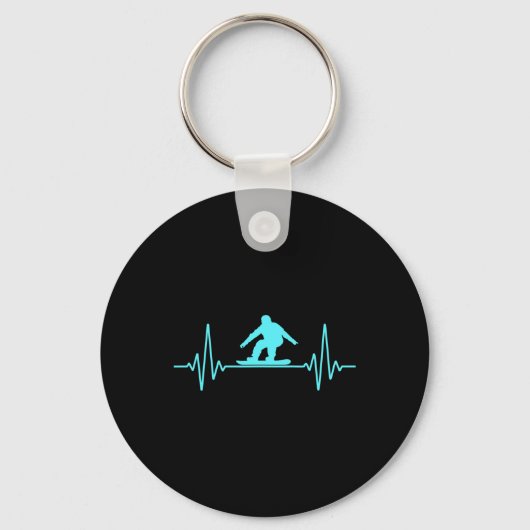 Heartbeat Snowboard Mountain Winter Sleutelhanger (Voorkant)