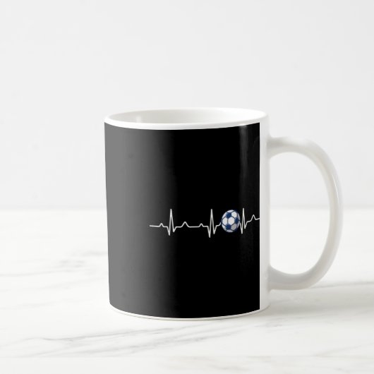 Heartbeat Soccer Lover Gift Koffiemok (Rechts)