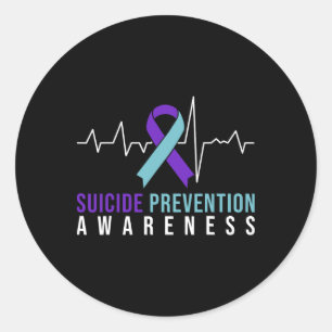 Heartbeat Suïcide Prevention Awareness Pink and th Ronde Sticker