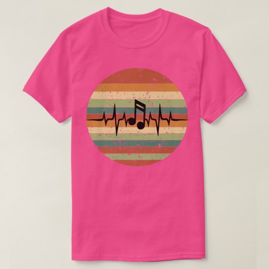 Heartbeat Treble Clef Music Notes Retro Sunset T-shirt (Design voorkant)