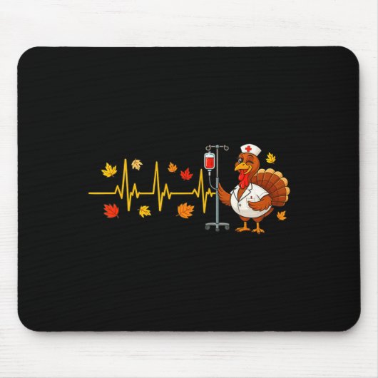 Heartbeat Turkey Funny Nurse Thanksgiving Fall Des Muismat (Voorkant)