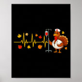 Heartbeat Turkey Funny Nurse Thanksgiving Fall Des Poster (Voorkant)