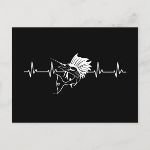 Heartbeat zwaardvis Black White Briefkaart
