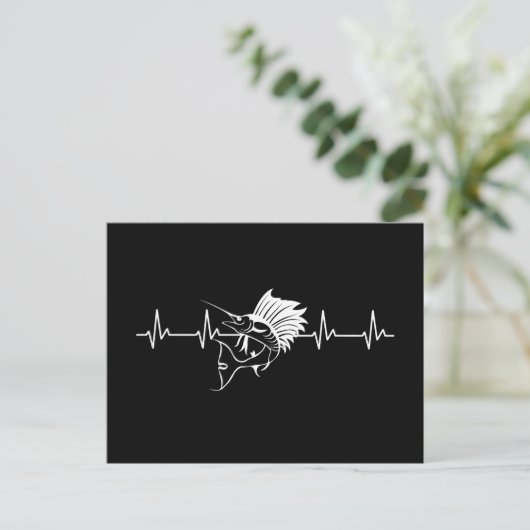 Heartbeat zwaardvis Black White Briefkaart (Staand voorkant)