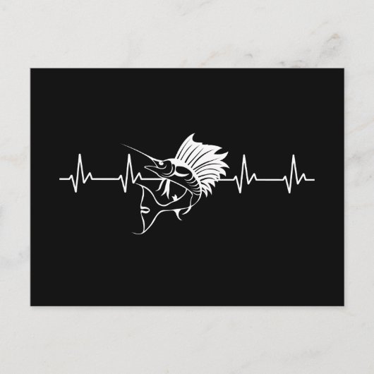 Heartbeat zwaardvis Black White Briefkaart (Voorkant)