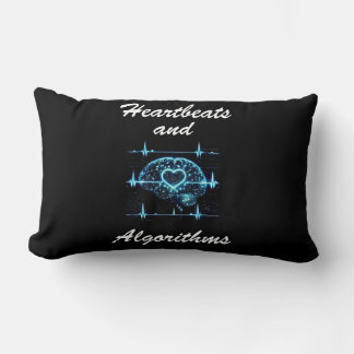 "Heartbeats and Algorithms" futuristische liefde Kussen