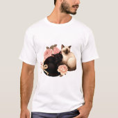 Heartbound: Siamese & Black Cats in Bloom T-shirt (Voorkant)