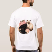 Heartbound: Siamese & Black Cats in Bloom T-shirt (Achterkant)