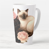 Heartbound: Siamese & Zwarte Katten in Bloei Latte Mok (Rechterhoek)