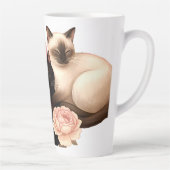 Heartbound: Siamese & Zwarte Katten in Bloei Latte Mok (Rechts)