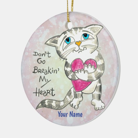 Heartbreak Cat Keramisch Ornament (Links)