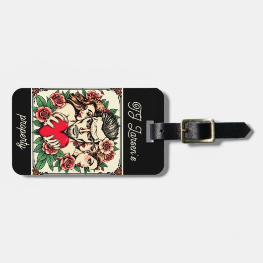 Heartbreaker en vrouwen Tattoos op kunst geïnspire Bagagelabel (Voorkant horizontaal)