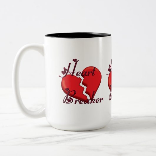 Heartbreaker Funny Valentijn Tweekleurige Koffiemok (Links)