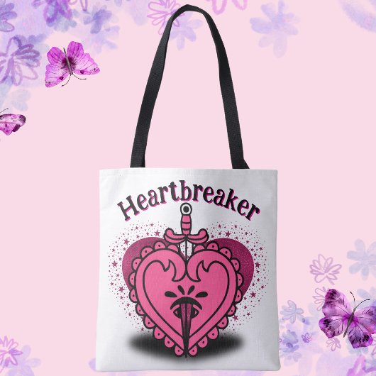Heartbreaker Pink Heart Custom Tote Bag