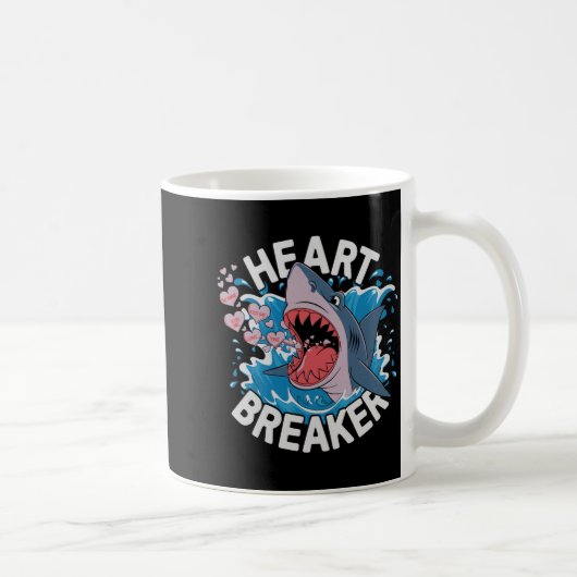 Heartbreaker Shark Cute Funny Love Design For Vale Koffiemok (Rechts)