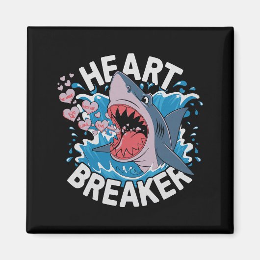 Heartbreaker Shark Cute Funny Love Design For Vale Magneet (Voorkant)