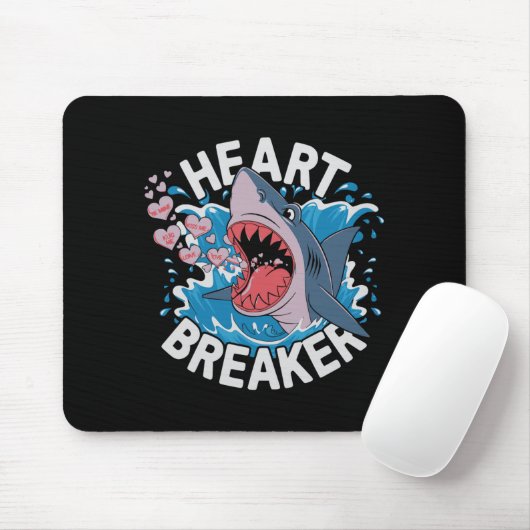 Heartbreaker Shark Cute Funny Love Design For Vale Muismat (Met muis)