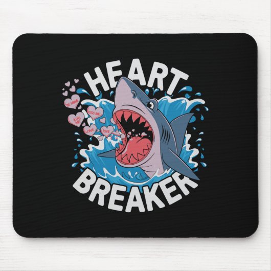 Heartbreaker Shark Cute Funny Love Design For Vale Muismat (Voorkant)