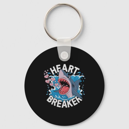 Heartbreaker Shark Cute Funny Love Design For Vale Sleutelhanger (Voorkant)