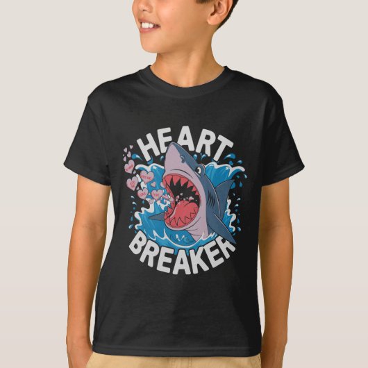 Heartbreaker Shark Cute Funny Love Design For Vale T-shirt (Voorkant)