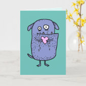 Heartbroken grillige cartoon hond aangepaste tekst kaart (Gele Bloem)