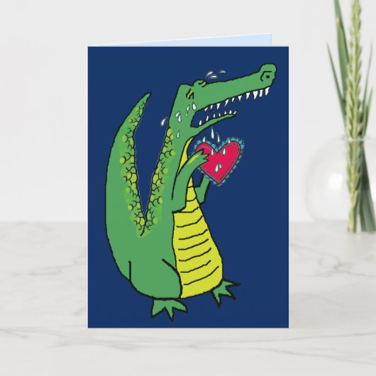 Heartbroken Whimsical Alligator Aangepaste tekst Kaart (Voorkant)