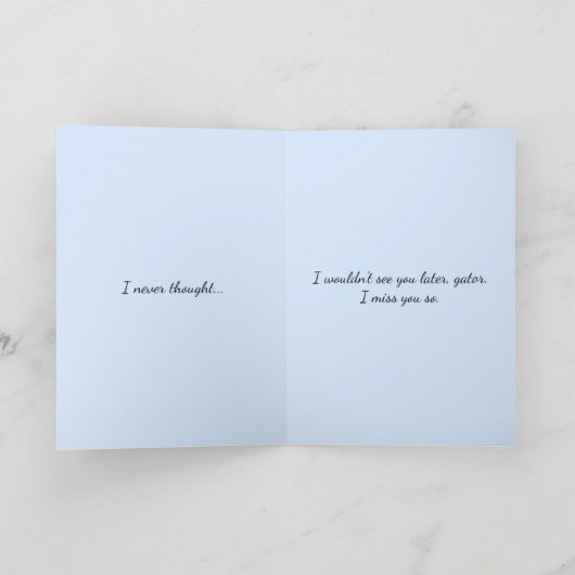 Heartbroken Whimsical Alligator Aangepaste tekst Kaart (Binnen)