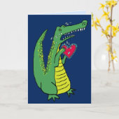 Heartbroken Whimsical Alligator Aangepaste tekst Kaart (Gele Bloem)