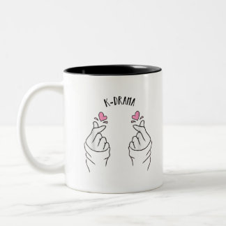 Hearteu Heart Finger K-Drama T-Shirt Korean Music Tweekleurige Koffiemok