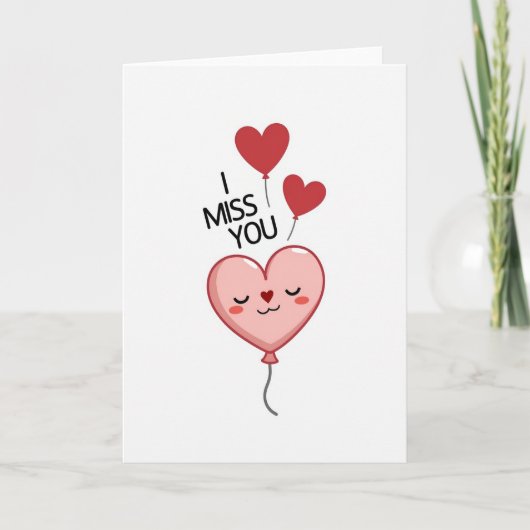 Heartfelt Balloon Miss You Card Kaart (Voorkant)