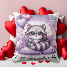 Heartfelt Balloon Raccoon Valentijnse Kussen