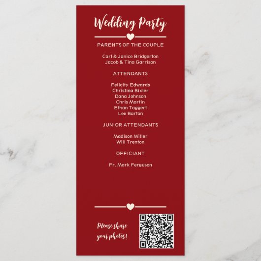 Heartfelt Blooms Wedding Program Programmakaart (Achterkant)