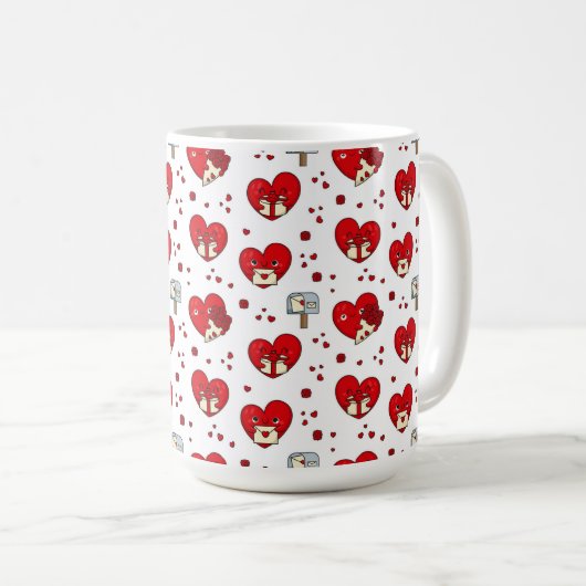 Heartfelt Expressions: Valentijnsdag Pattern Koffiemok (Voorkant rechts)