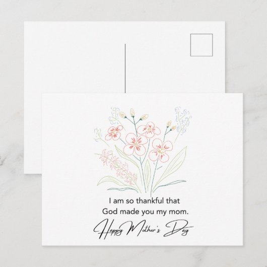 HeartFelt Gezegden Moederdag Flowers Tekening Briefkaart (Voorkant / Achterkant)