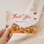 Heartfelt Gold Orange Watercolor Pumpkin Fall Baby Bedankkaart